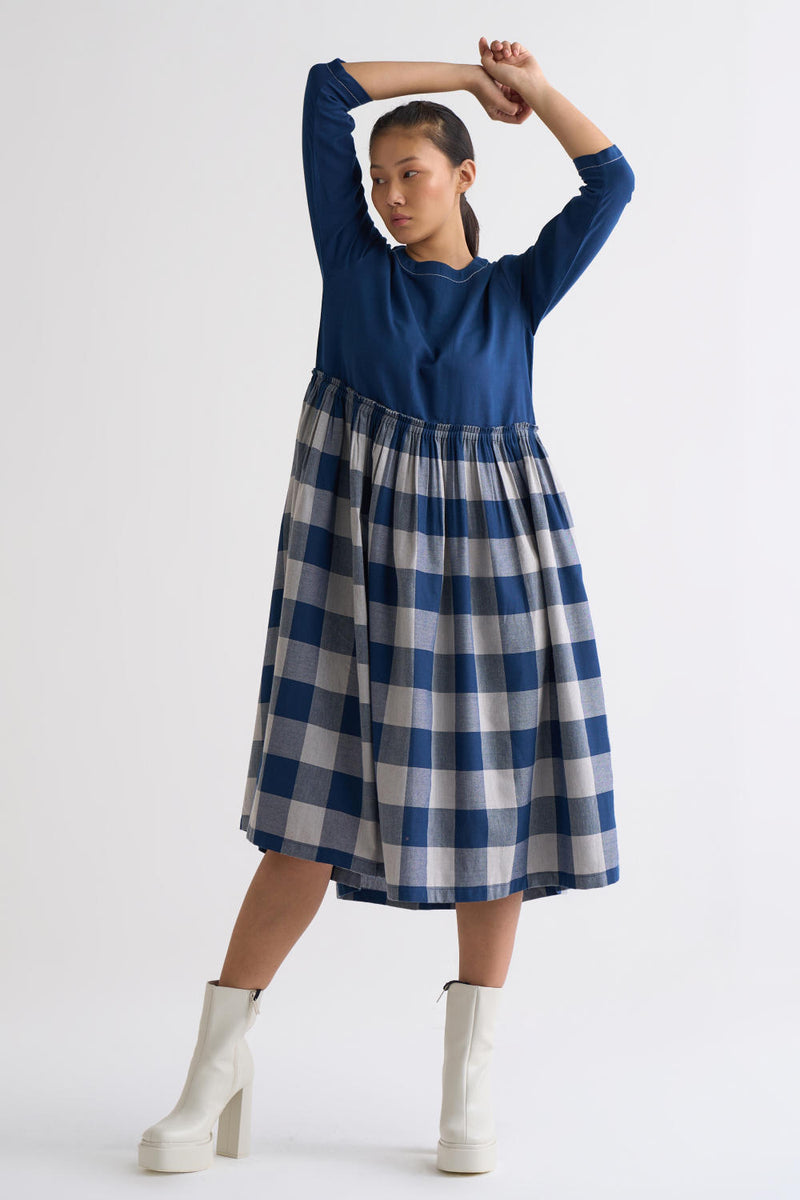 Yoke Dress Co-ord - Navy Dress,Co-ord Set by THREE for women in Singapore