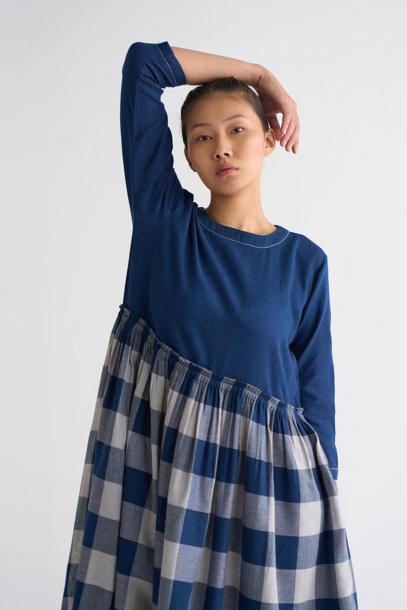 Yoke Dress Co-ord - Navy Dress,Co-ord Set by THREE for women in Singapore