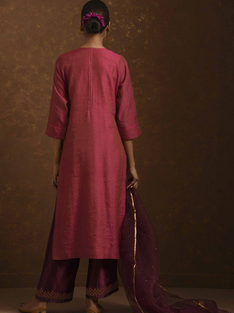 Aks Red-Wine Kurta Set Fashion Priti Prashant 