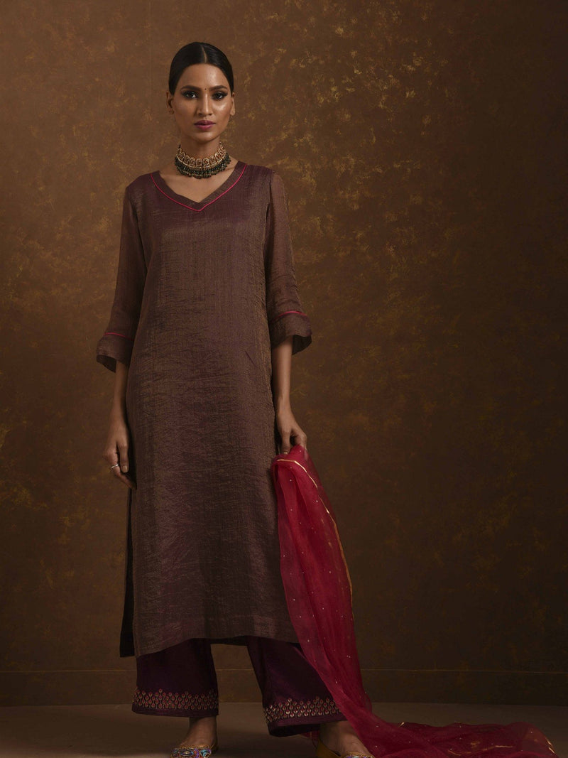 Aks Wine-Pink Kurta Set Fashion Priti Prashant 