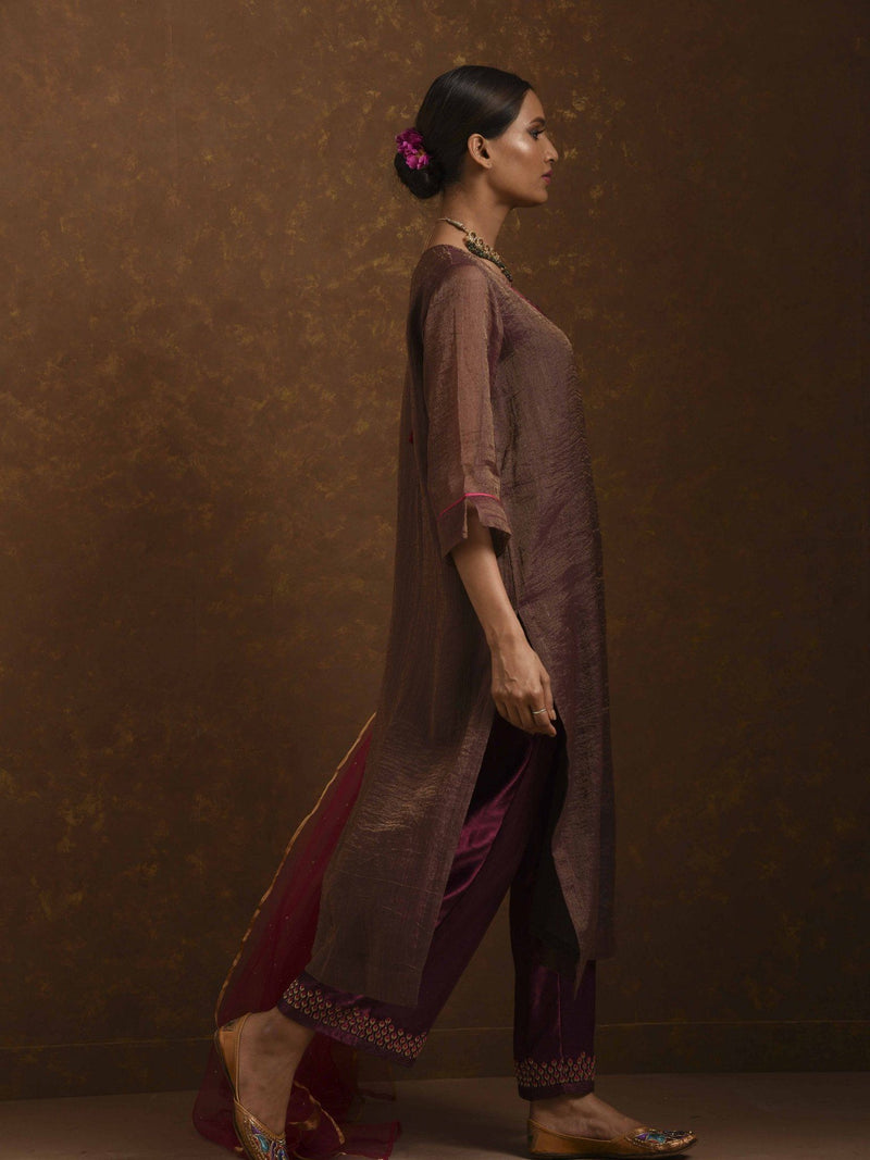 Aks Wine-Pink Kurta Set Fashion Priti Prashant 