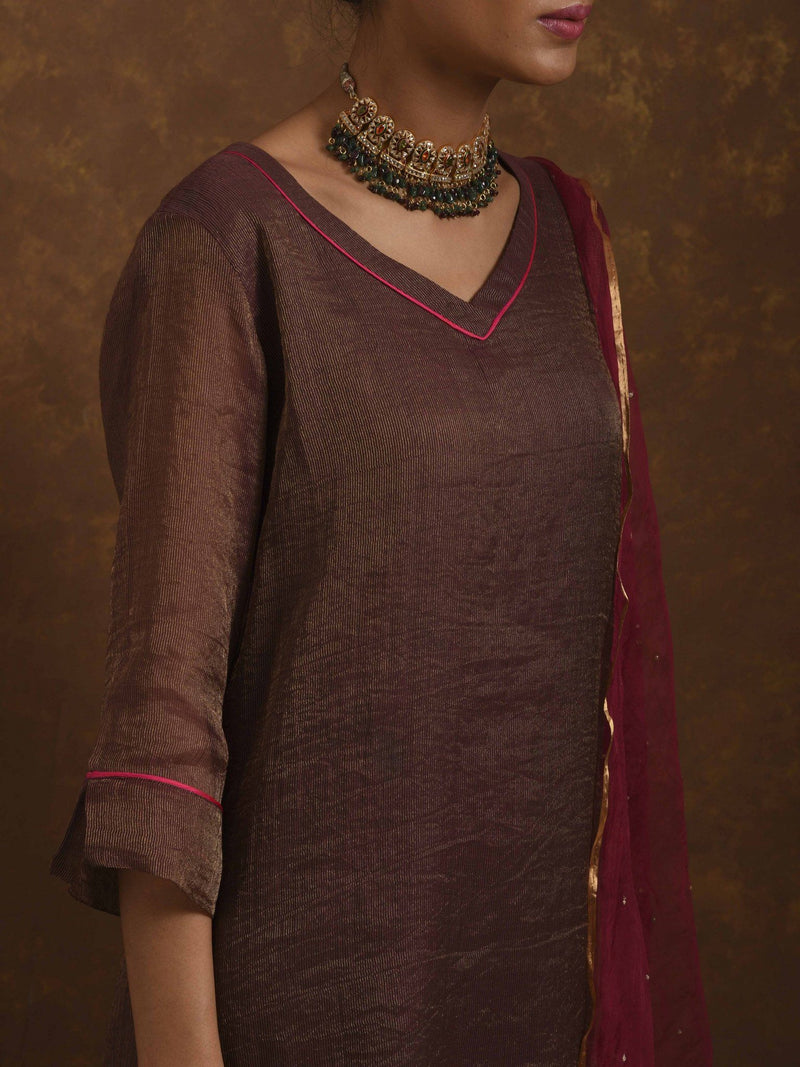Aks Wine-Pink Kurta Set Fashion Priti Prashant 