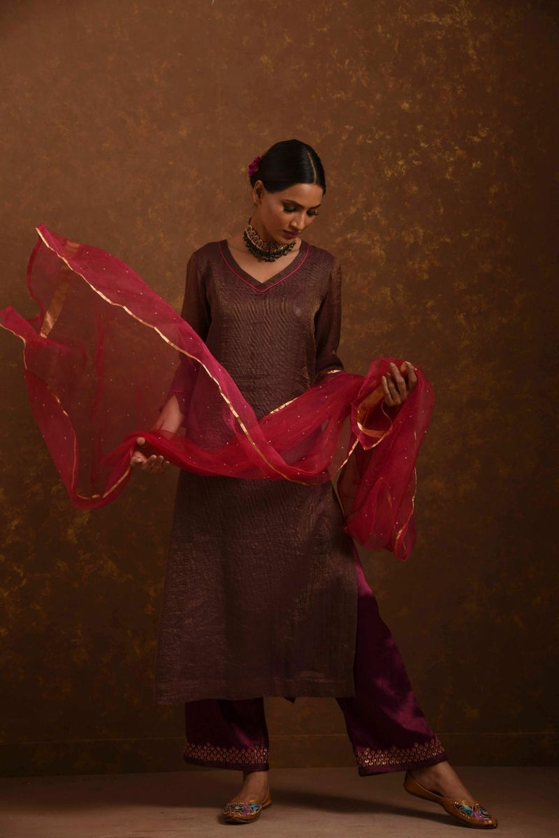 Aks Wine-Pink Kurta Set Fashion Priti Prashant 