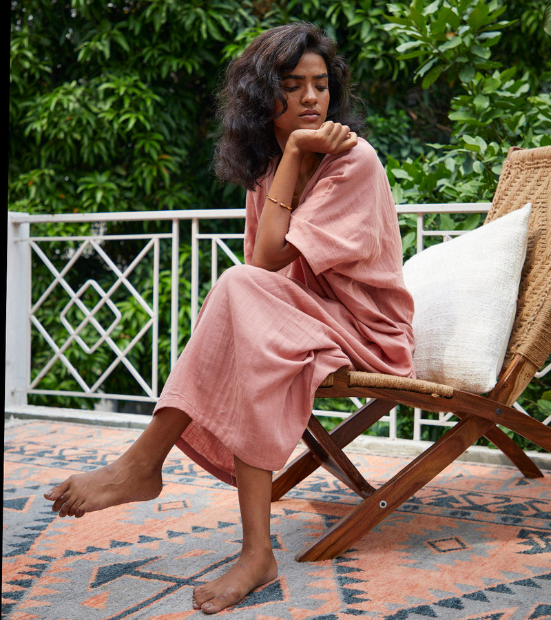 Amaranth kaftan Lounge Wear by Khara Kapas for women in Singapore