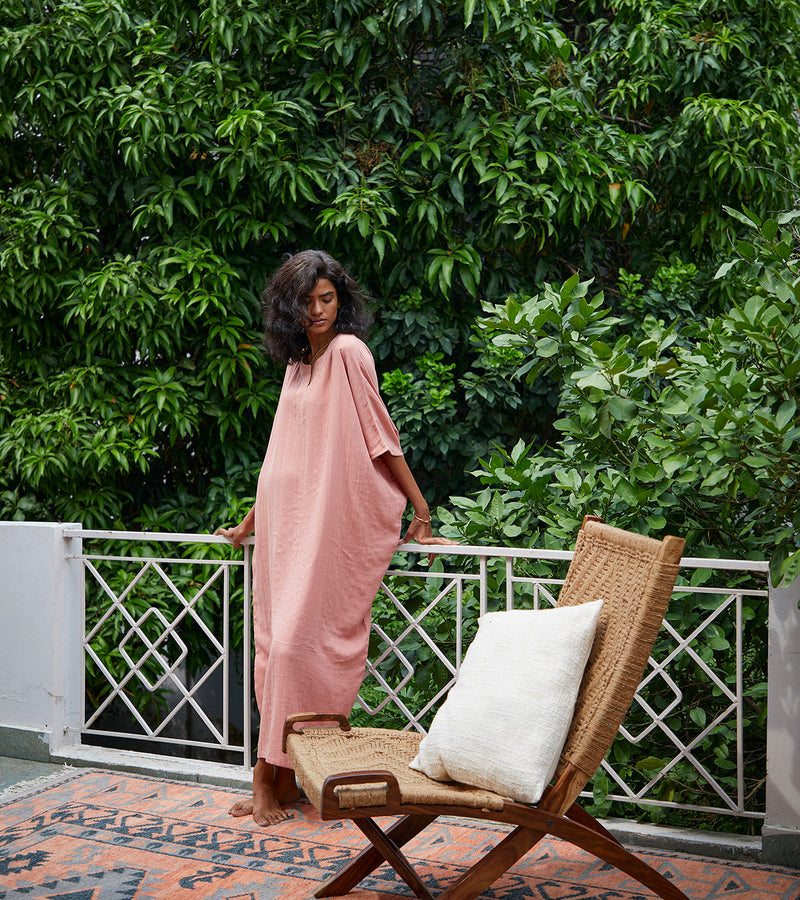 Amaranth kaftan Lounge Wear by Khara Kapas for women in Singapore