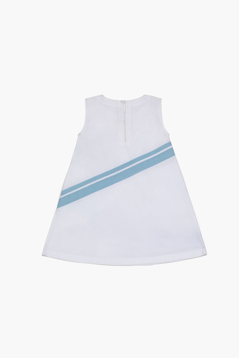 Applique Dress- White Dress by THREE Kids for kids in Singapore
