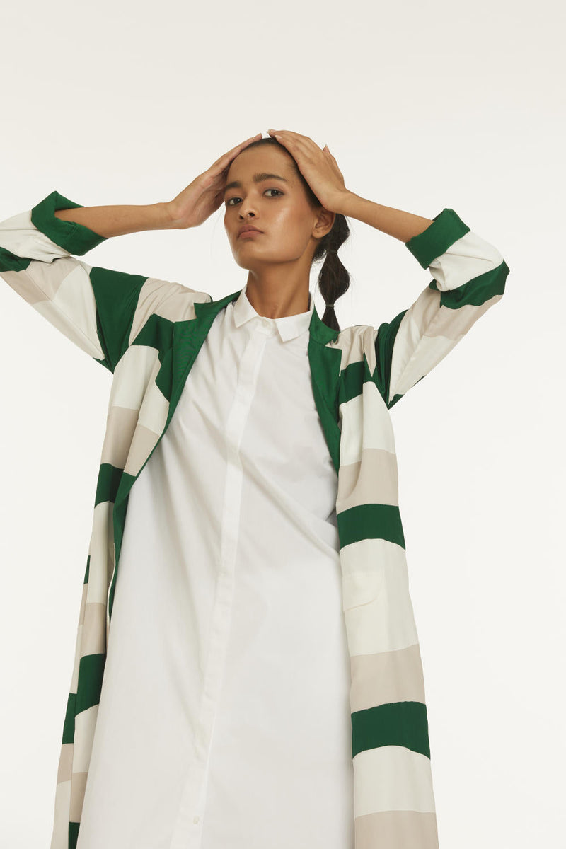 Applique Jacket Co-ord Emerald Green (Set of 3) Co-ord Set,Jackets & Overlays by THREE in white color for women in Singapore