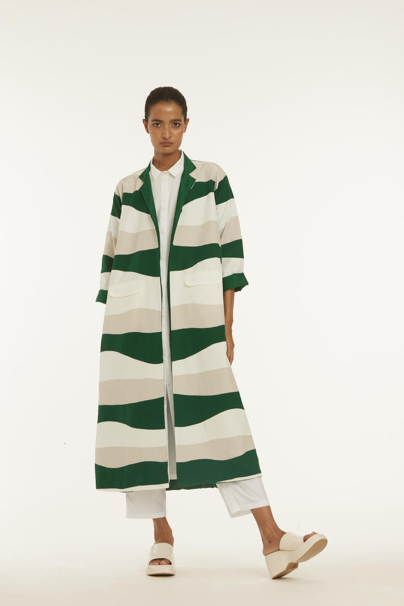 Applique Jacket Co-ord Emerald Green (Set of 3) Co-ord Set,Jackets & Overlays by THREE in white color for women in Singapore