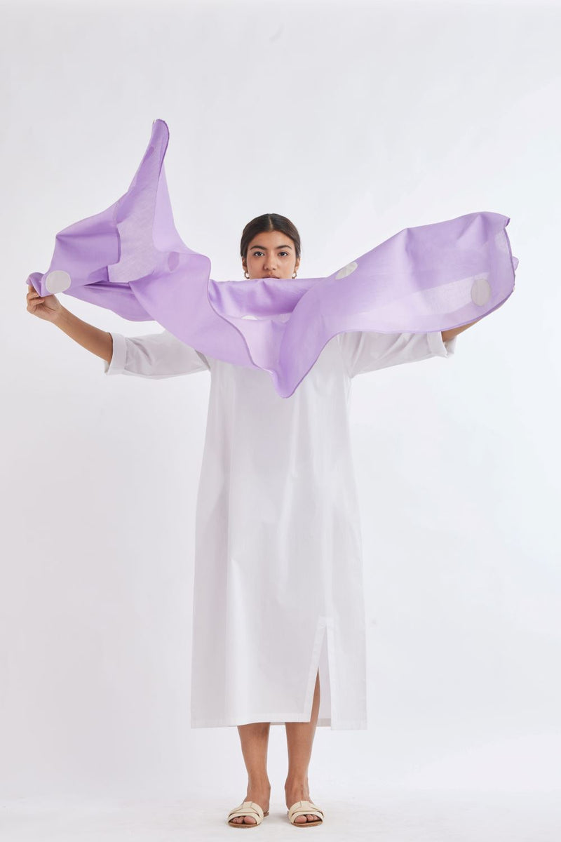 Applique Polka Scarf Lavender Scarves & Stoles by THREE for women in Singapore