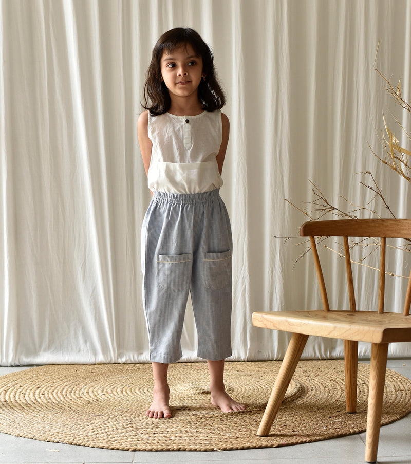 Ash Stripes pants Bottoms by Khara Kapas Kids for kids in Singapore