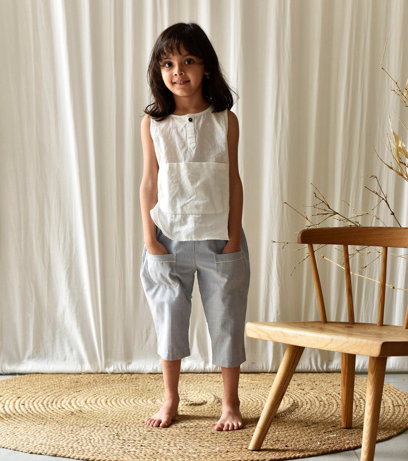Ash Stripes pants Bottoms by Khara Kapas Kids for kids in Singapore