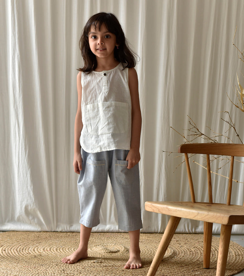 Ash Stripes pants Bottoms by Khara Kapas Kids for kids in Singapore