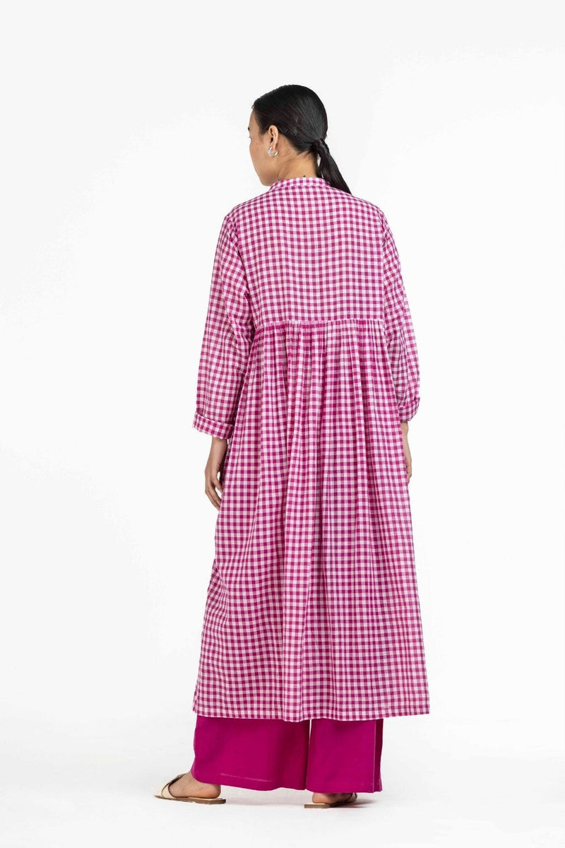 Back Gather Jacket Co-ord Hot Pink Checks Co-ord Set,Bottoms,Top & Tunics by THREE for women in Singapore