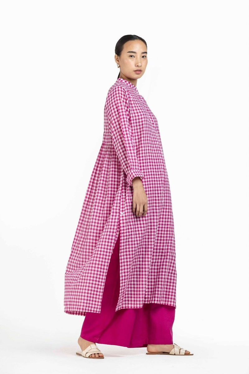 Back Gather Jacket Co-ord Hot Pink Checks Co-ord Set,Bottoms,Top & Tunics by THREE for women in Singapore