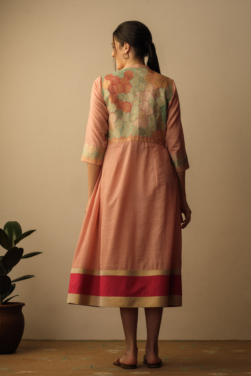 Banaras Bloom A-line Applique Dress Peach Banaras Bloom A-line applique dress peach by Mallika Mathur by Mallika Mathur for women in Singapore