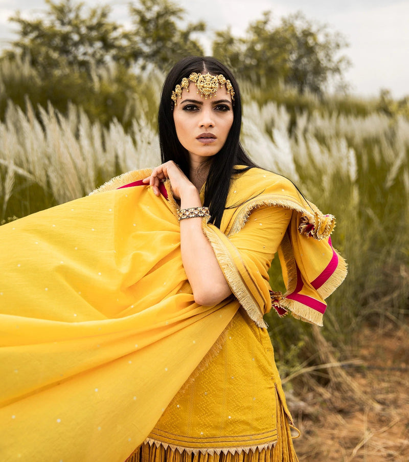 Basant Ghagri Lehenga Set by Khara Kapas for women in Singapore