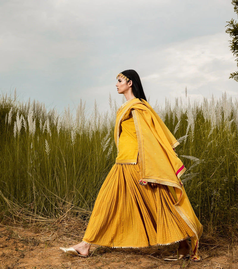 Basant Ghagri Lehenga Set by Khara Kapas for women in Singapore