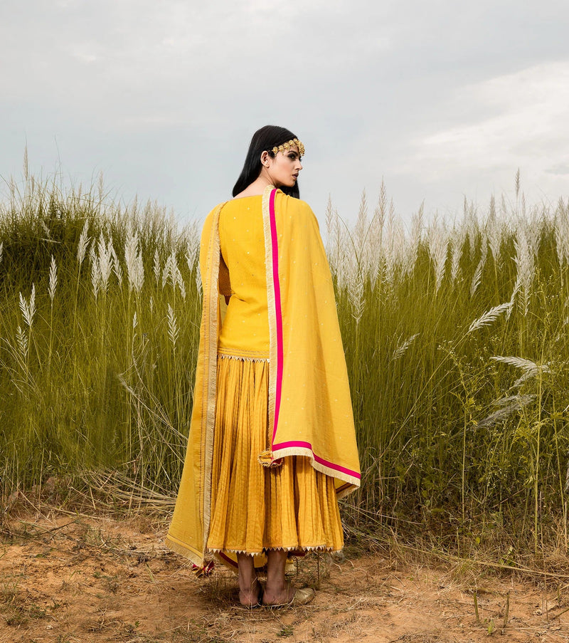 Basant Ghagri Lehenga Set by Khara Kapas for women in Singapore