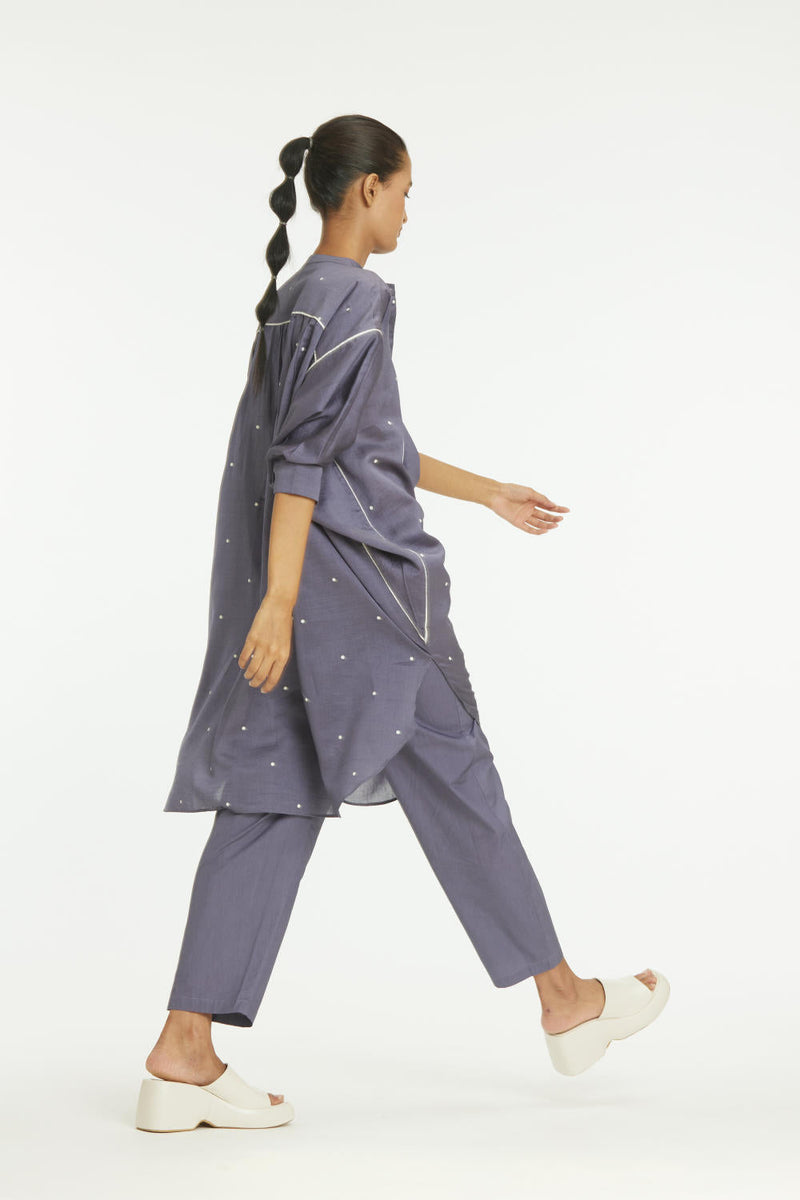 Bat Sleeve Shirt Co-ord Violet Polka Co-ord Set,Bottoms,Top & Tunics by THREE for women in Singapore