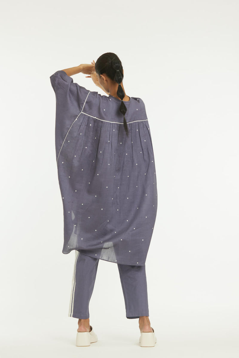 Bat Sleeve Shirt Co-ord Violet Polka Co-ord Set,Bottoms,Top & Tunics by THREE for women in Singapore