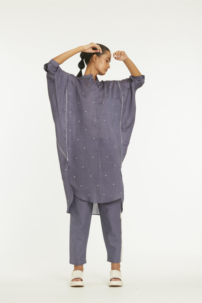 Bat Sleeve Shirt Co-ord Violet Polka Co-ord Set,Bottoms,Top & Tunics by THREE for women in Singapore