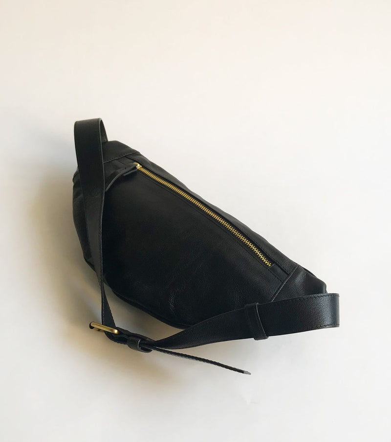 Black fanny pack by Khara Kapas for women in Singapore