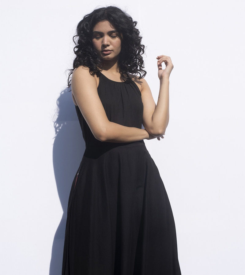 Black Leopard Dress by Khara Kapas in black for women in Singapore