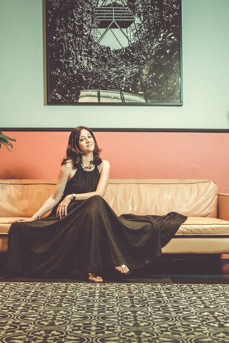 Black Leopard Dress by Khara Kapas in black for women in Singapore