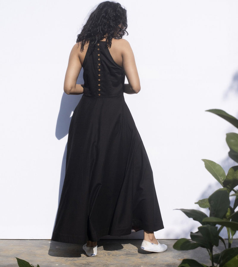 Black Leopard Dress by Khara Kapas in black for women in Singapore