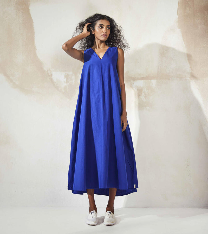 Blue Brine Dress by Khara Kapas for women in Singapore