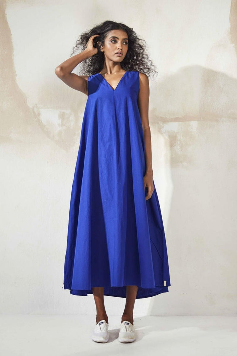 Blue Brine Dress by Khara Kapas for women in Singapore