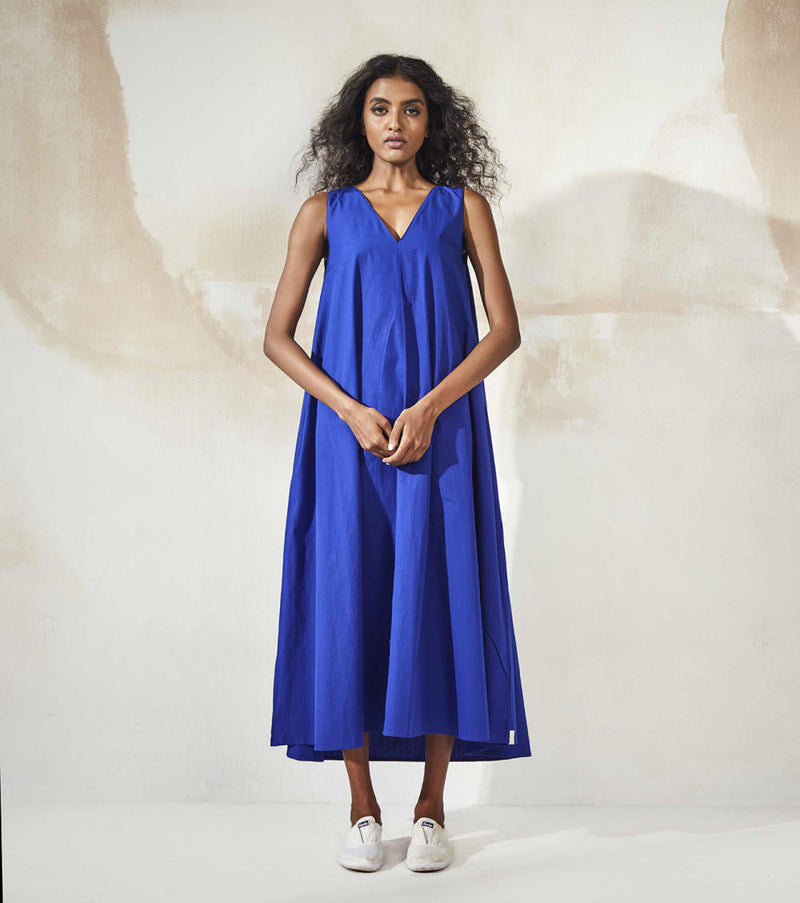 Blue Brine Dress by Khara Kapas for women in Singapore