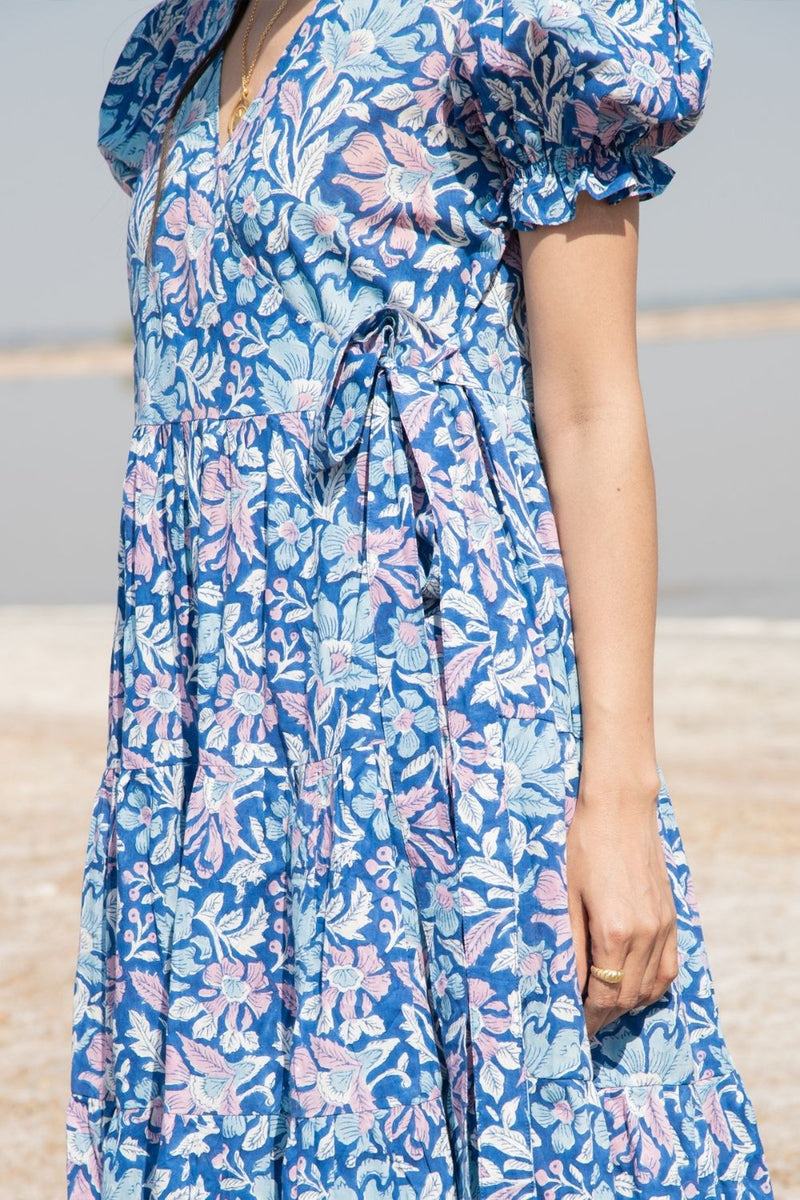 Blue Lagoon Tier Wrap Dress Fashion Marche