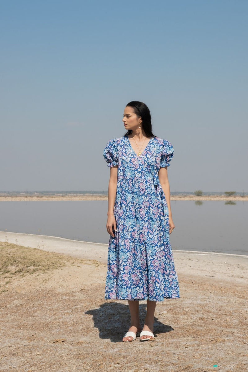 Blue Lagoon Tier Wrap Dress Fashion Marche
