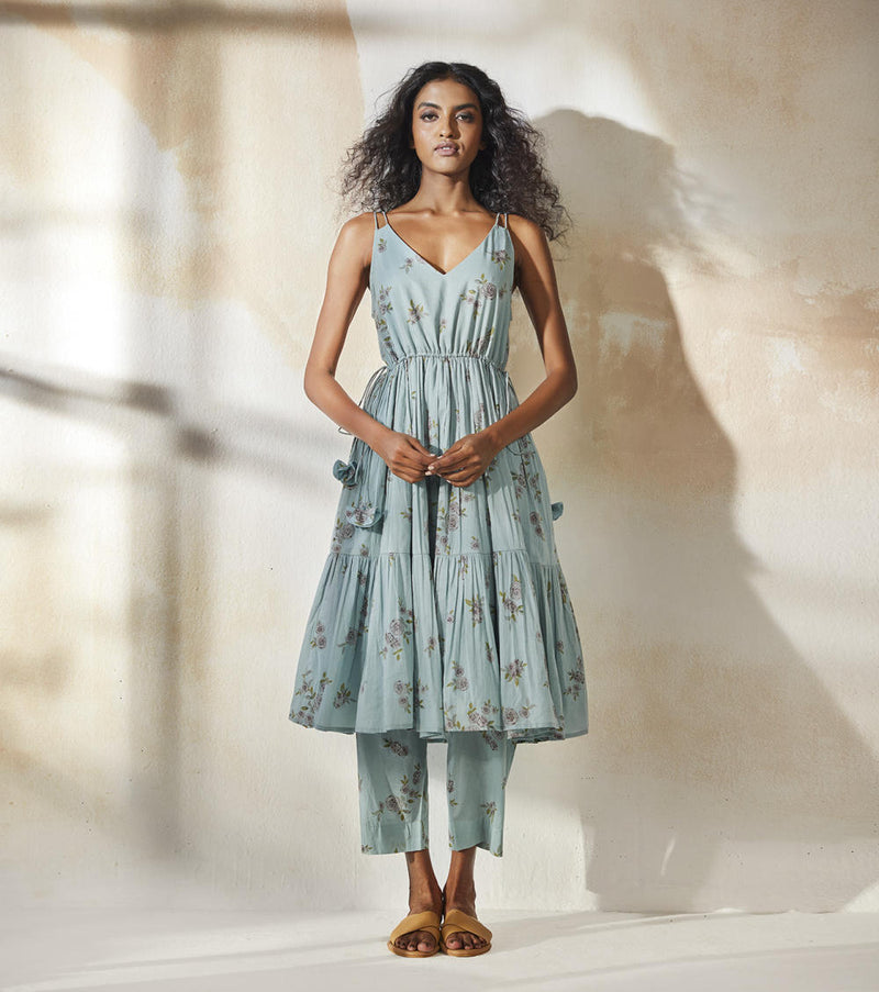 Blue Rose (Set) Co-ord Set,Kurta Sets by Khara Kapas for women in Singapore