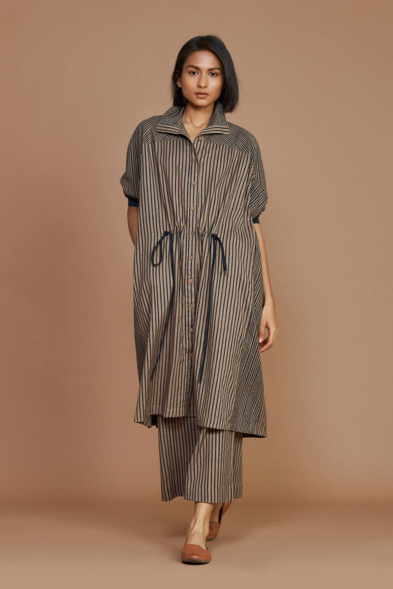 Brown With Charcoal Striped Kaftan Co-ord Set Co-ord Set,Dress by Mati for women in Singapore