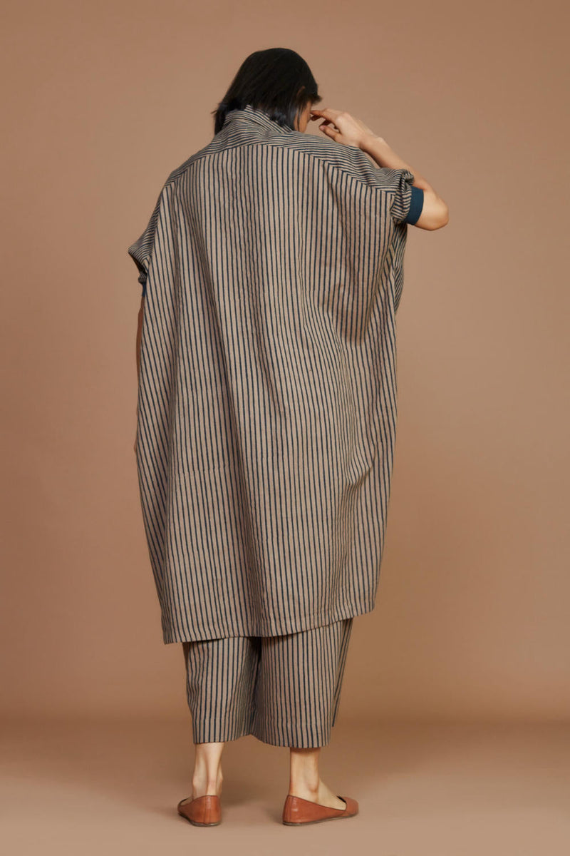 Brown With Charcoal Striped Kaftan Co-ord Set Co-ord Set,Dress by Mati for women in Singapore
