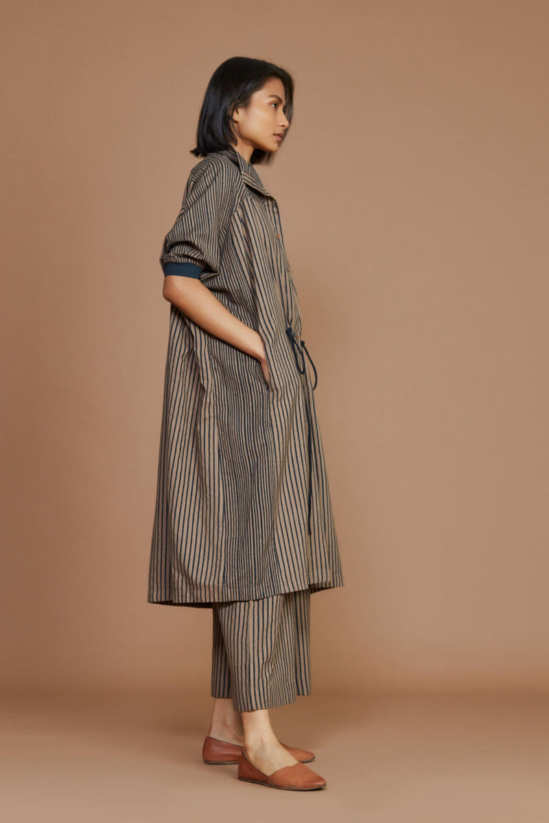 Brown With Charcoal Striped Kaftan Co-ord Set Co-ord Set,Dress by Mati for women in Singapore