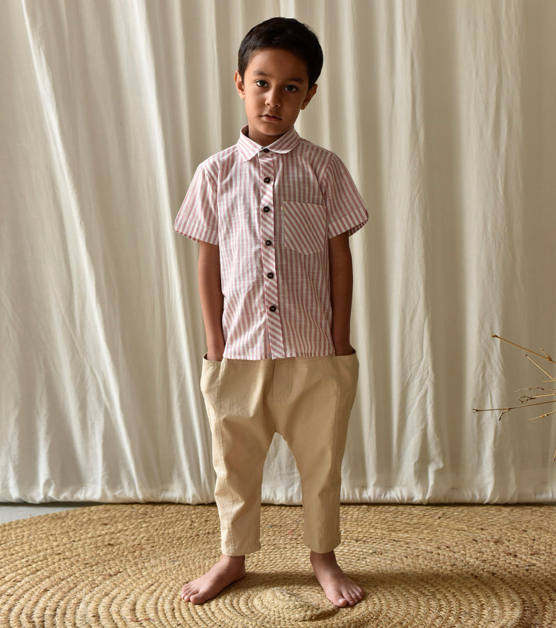 Candy Stripe Shirt by Khara Kapas Kids for kids in Singapore
