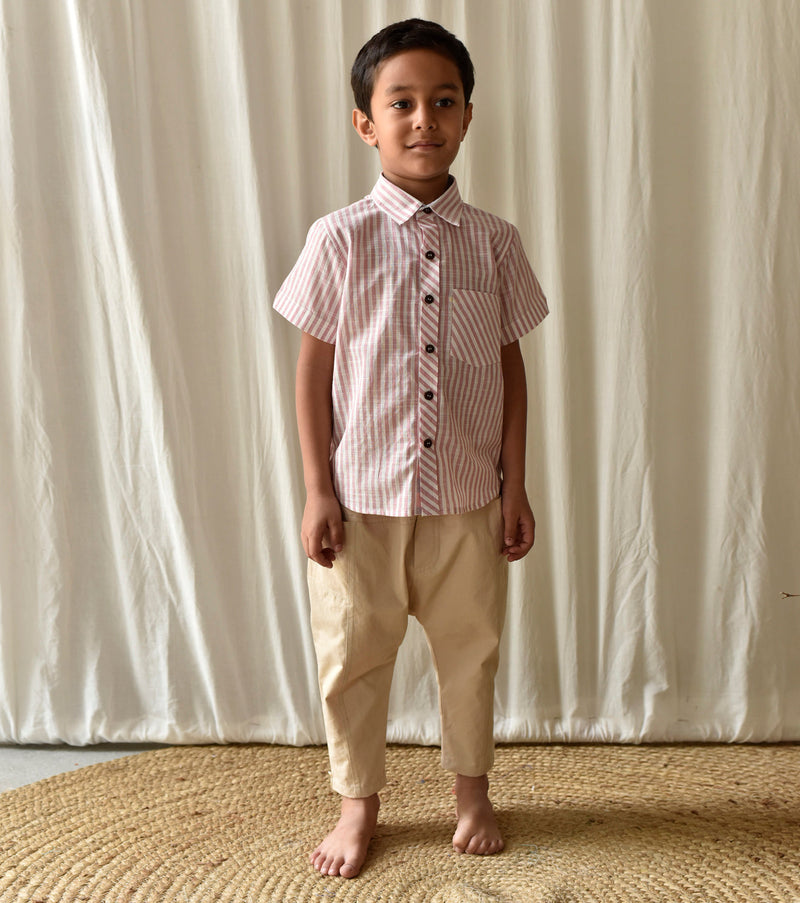 Candy Stripe Shirt by Khara Kapas Kids for kids in Singapore