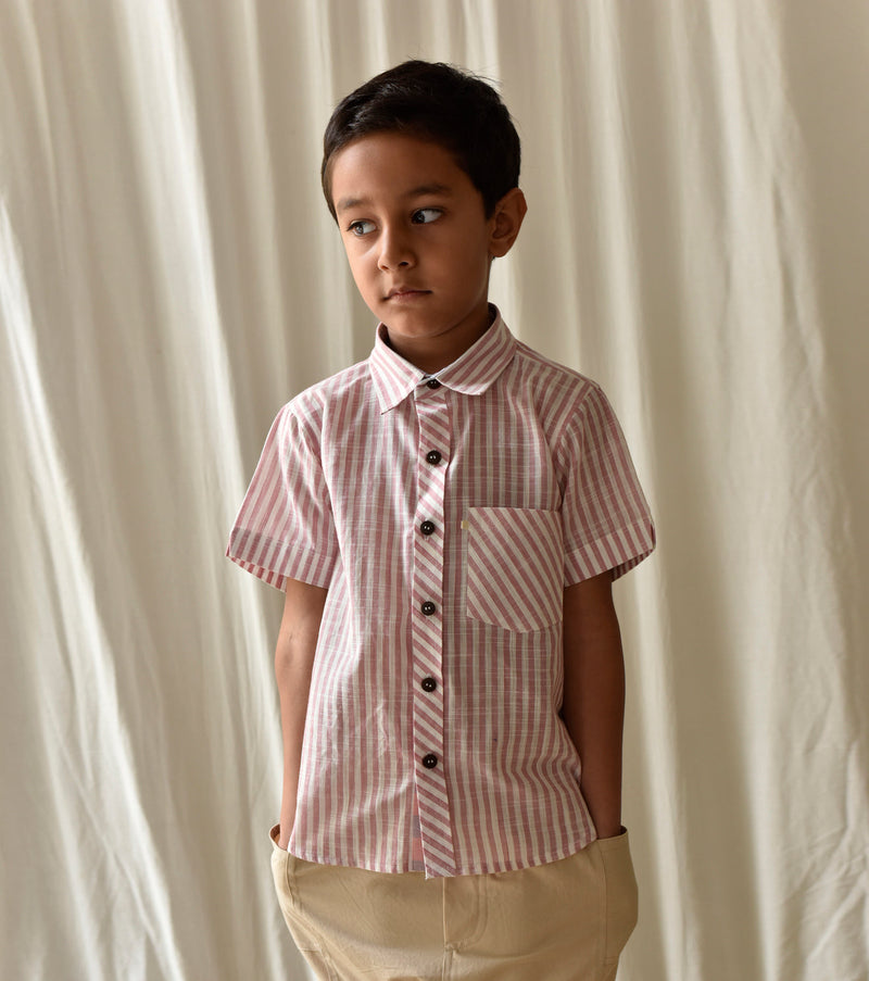 Candy Stripe Shirt by Khara Kapas Kids for kids in Singapore