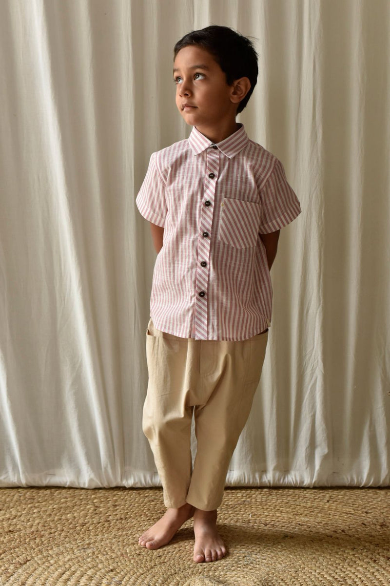 Candy Stripe Shirt by Khara Kapas Kids for kids in Singapore