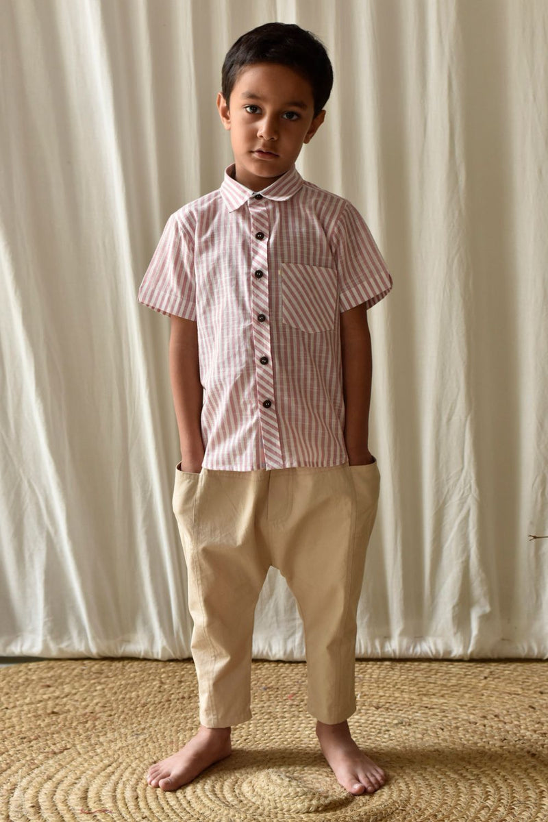 Candy Stripe Shirt by Khara Kapas Kids for kids in Singapore