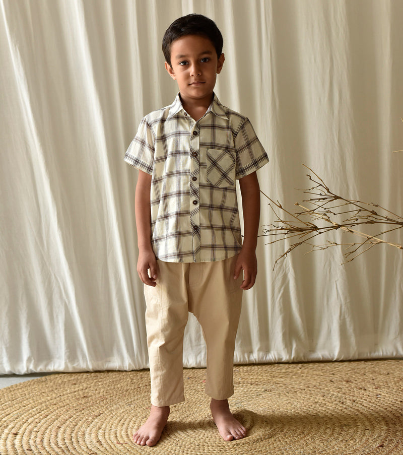 Coffee Checks Shirt by Khara Kapas Kids for kids in Singapore