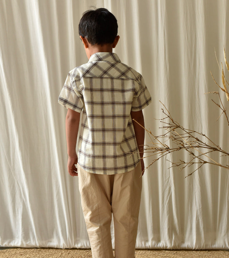 Coffee Checks Shirt by Khara Kapas Kids for kids in Singapore
