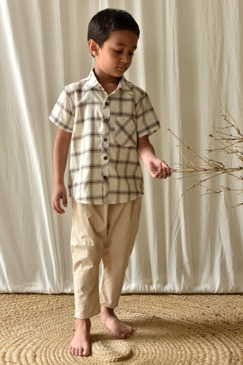 Coffee Checks Shirt by Khara Kapas Kids for kids in Singapore
