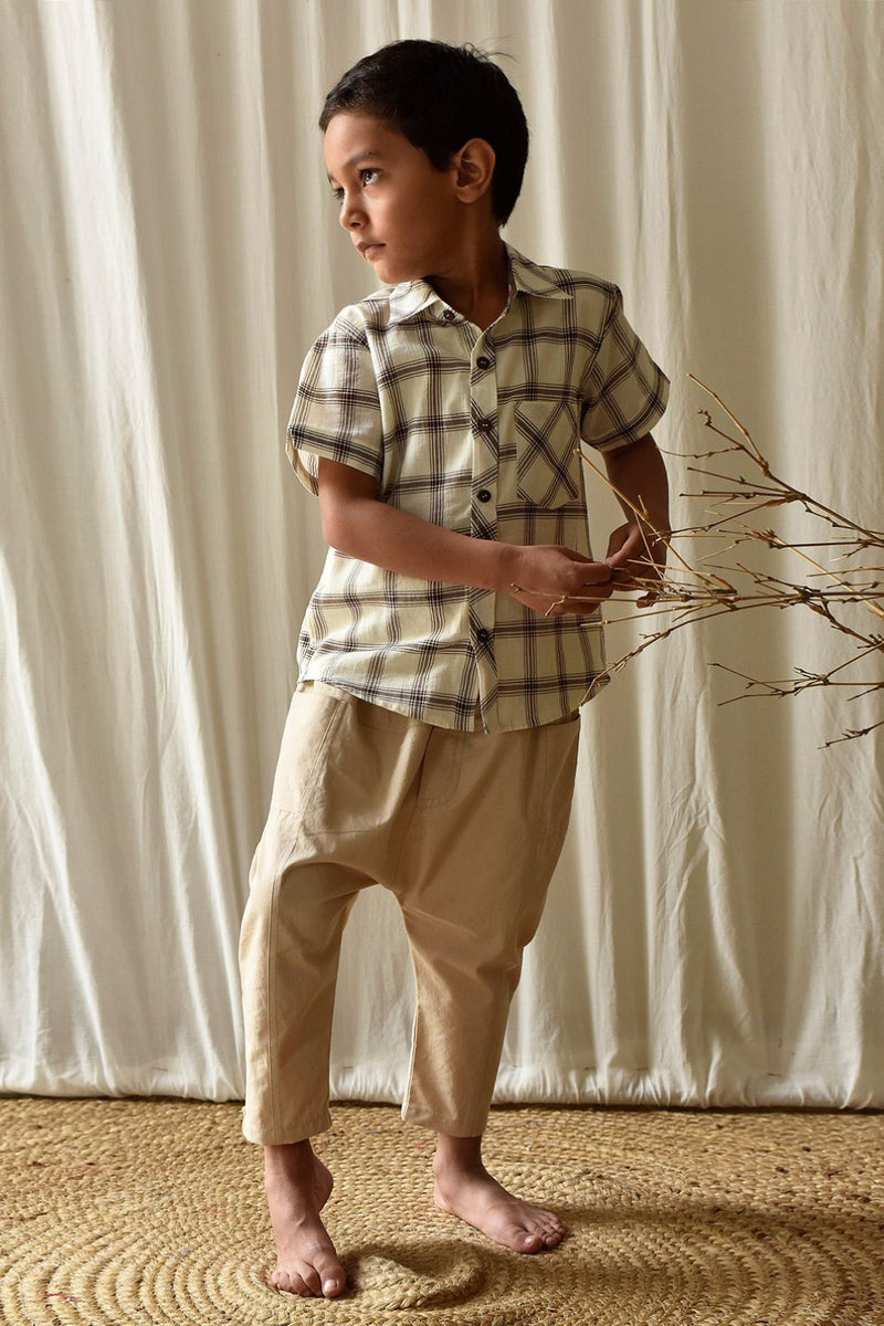 Coffee Checks Shirt by Khara Kapas Kids for kids in Singapore