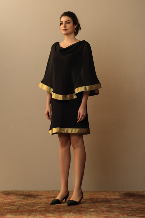 Cowl Neck Toga Dress Black Cowl neck toga dress black by Mallika Mathur by Mallika Mathur in black color for women in Singapore