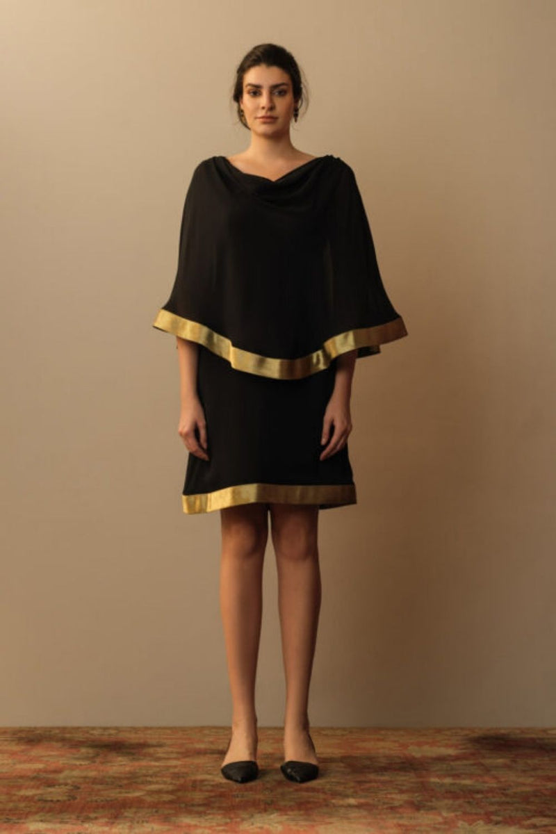 Cowl Neck Toga Dress Black Cowl neck toga dress black by Mallika Mathur by Mallika Mathur in black color for women in Singapore
