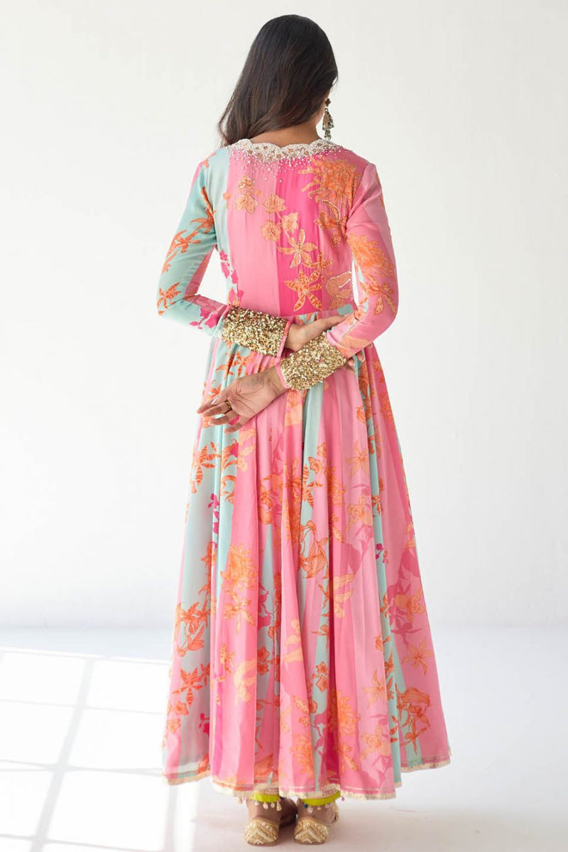 HOT PINK ORCHID ANARKALI SET by Rajiramniq for women in Singapore